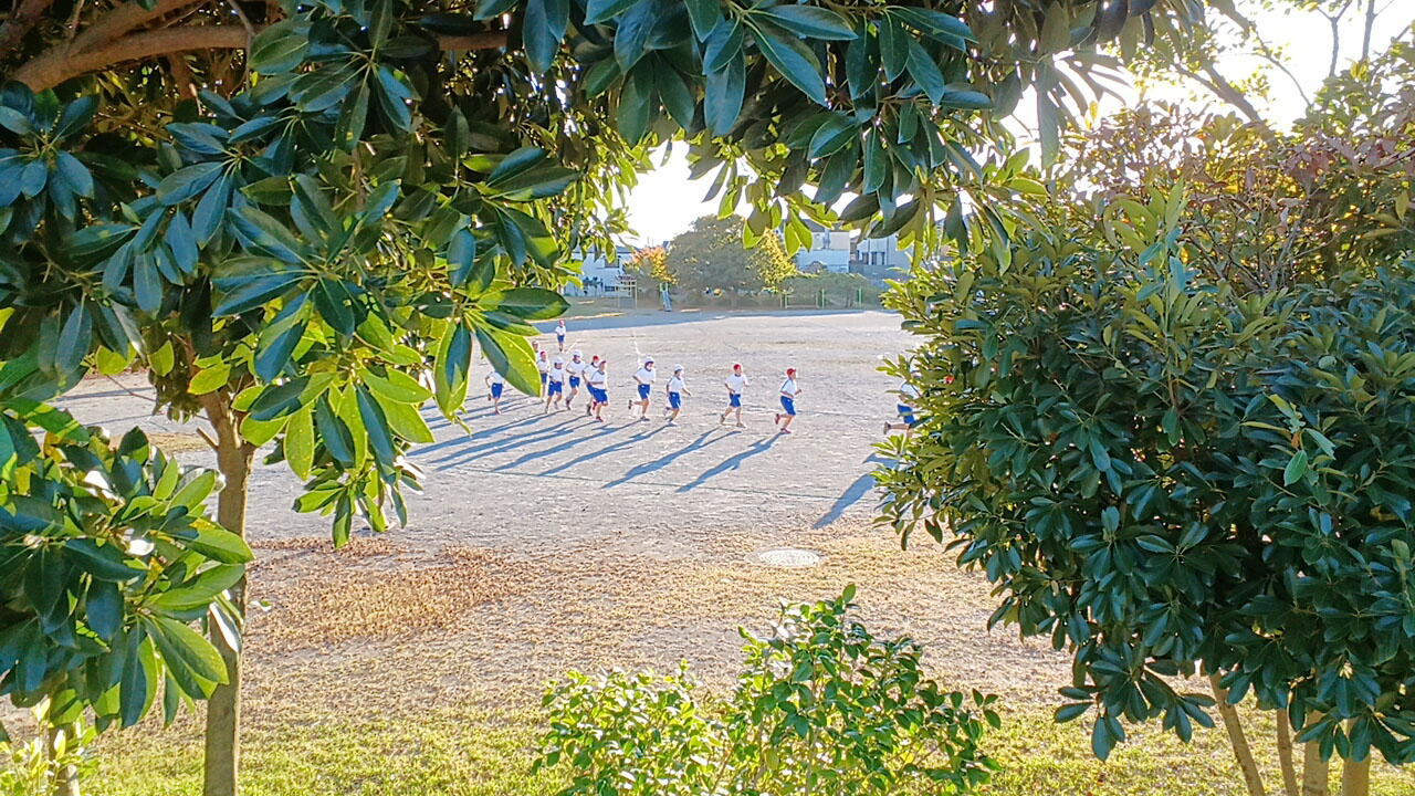 高柳西小学校のマラソン練習